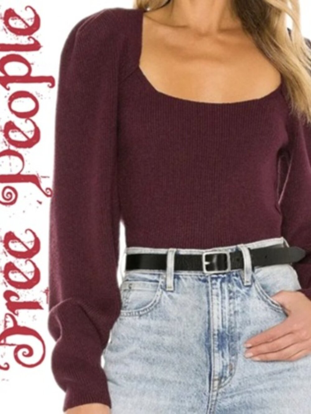 Free People Saffron Cut Out Burgundy Sweater | Size M